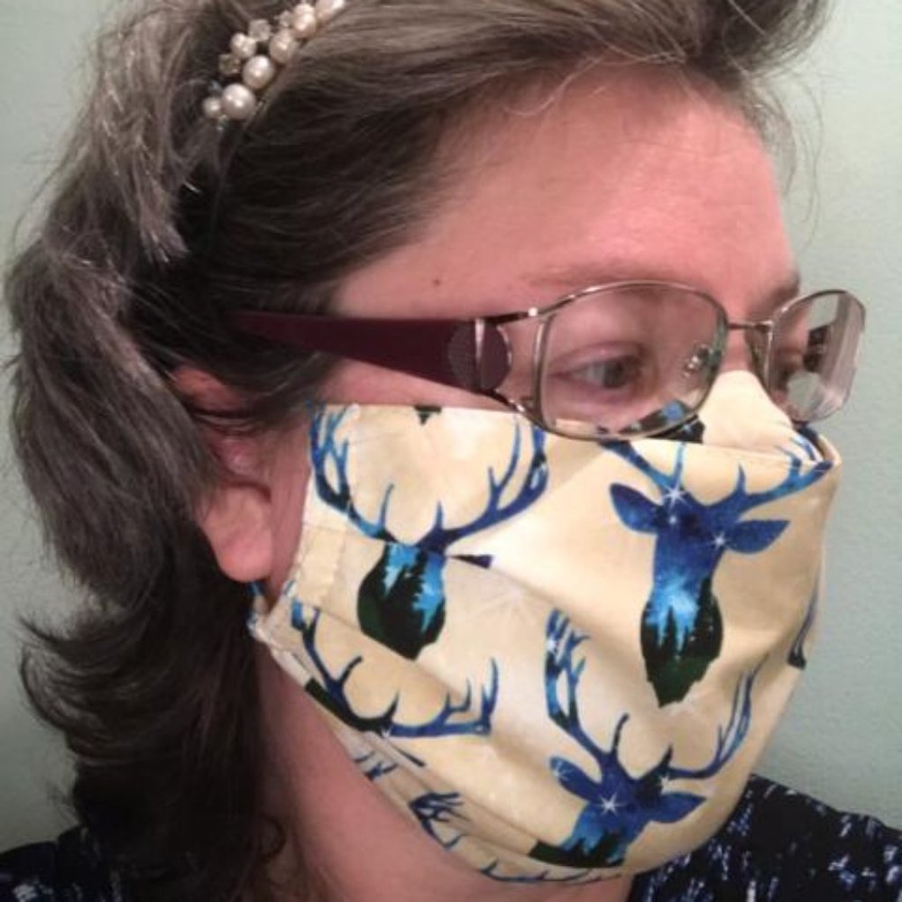 Dear Head Twilight on Gold Cotton mask w/polyp…